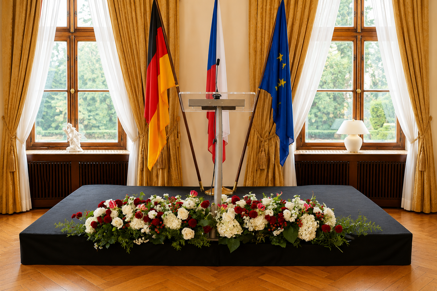 Květinová výzdoba akce v centru Prahy